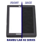 A black rectangular Voxel Bambu Lab H2 Series HEPA 13 and activated carbon filter with a split front and back view, labeled 'FRONT' on the left with a white insert and 'BACK' on the right with a textured black surface, on a white background.