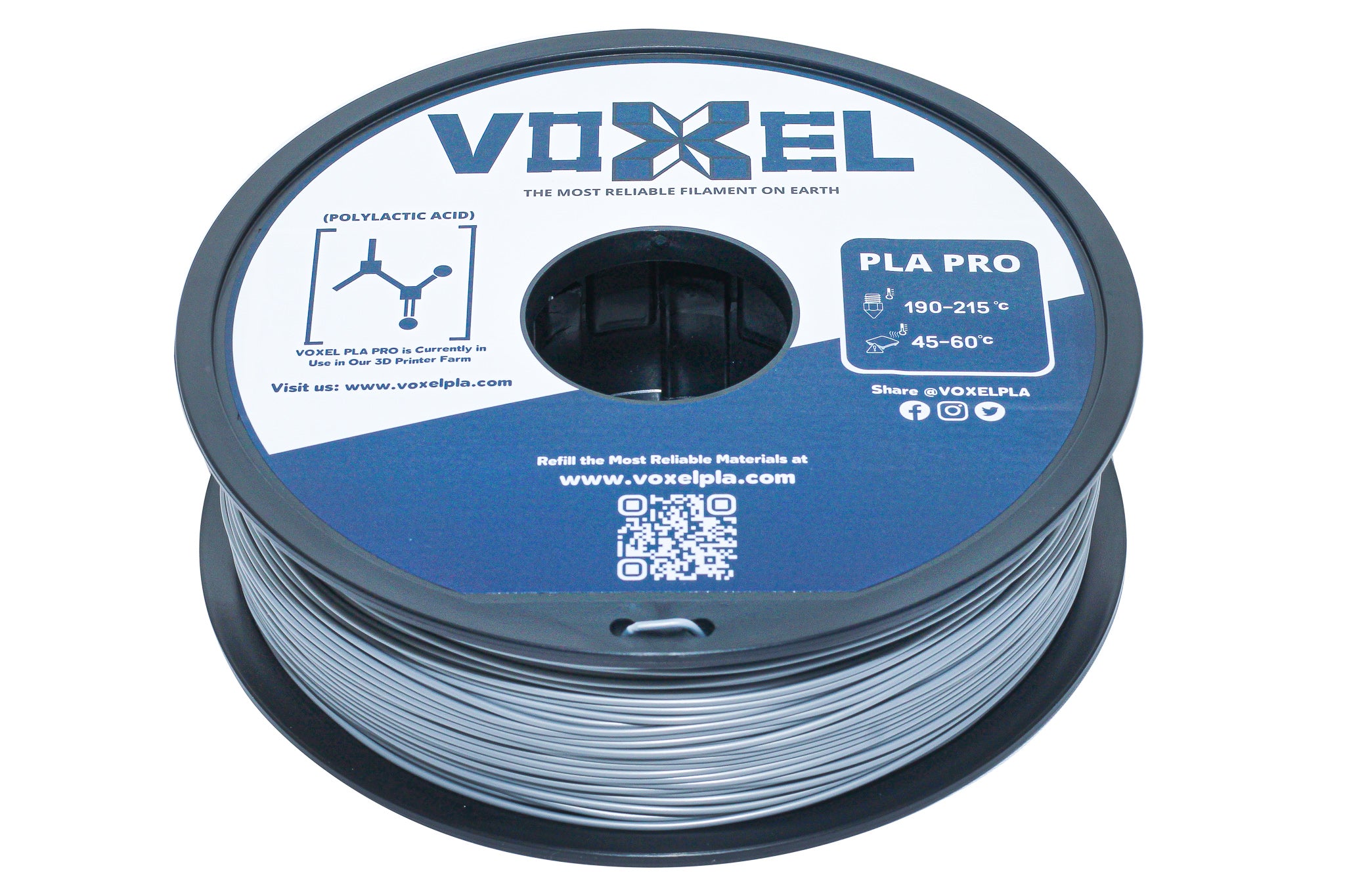 VOXELPLA PLA+ HS (Pro) Silver 1.75mm Filament (1kg) by VoxelPLA