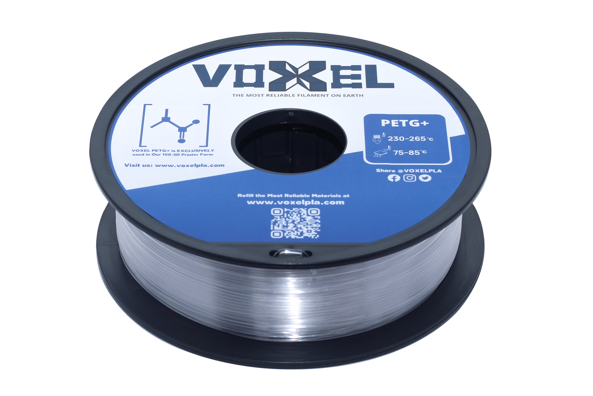 VOXELPETG PETG PLUS Clear 1.75mm for FDM 3d printer, Bambu Lab P1P, X1C, Creality, Anycubic 3D Printer