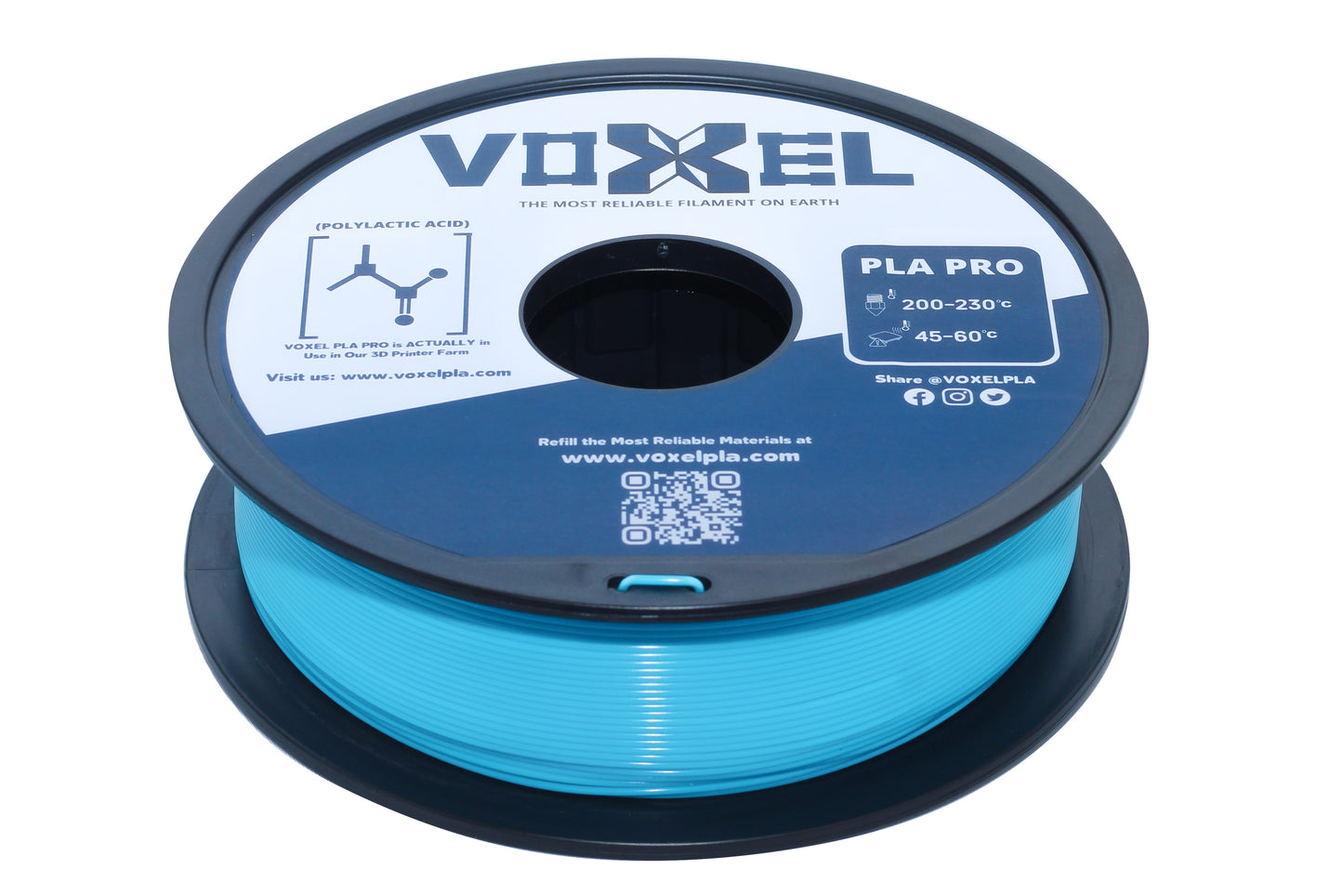 VOXELPLA PLA PLUS PLA+ Light Blue 1.75mm for FDM 3d printer, Bambu Lab P1P, X1C, Creality, Anycubic 3D Printer
