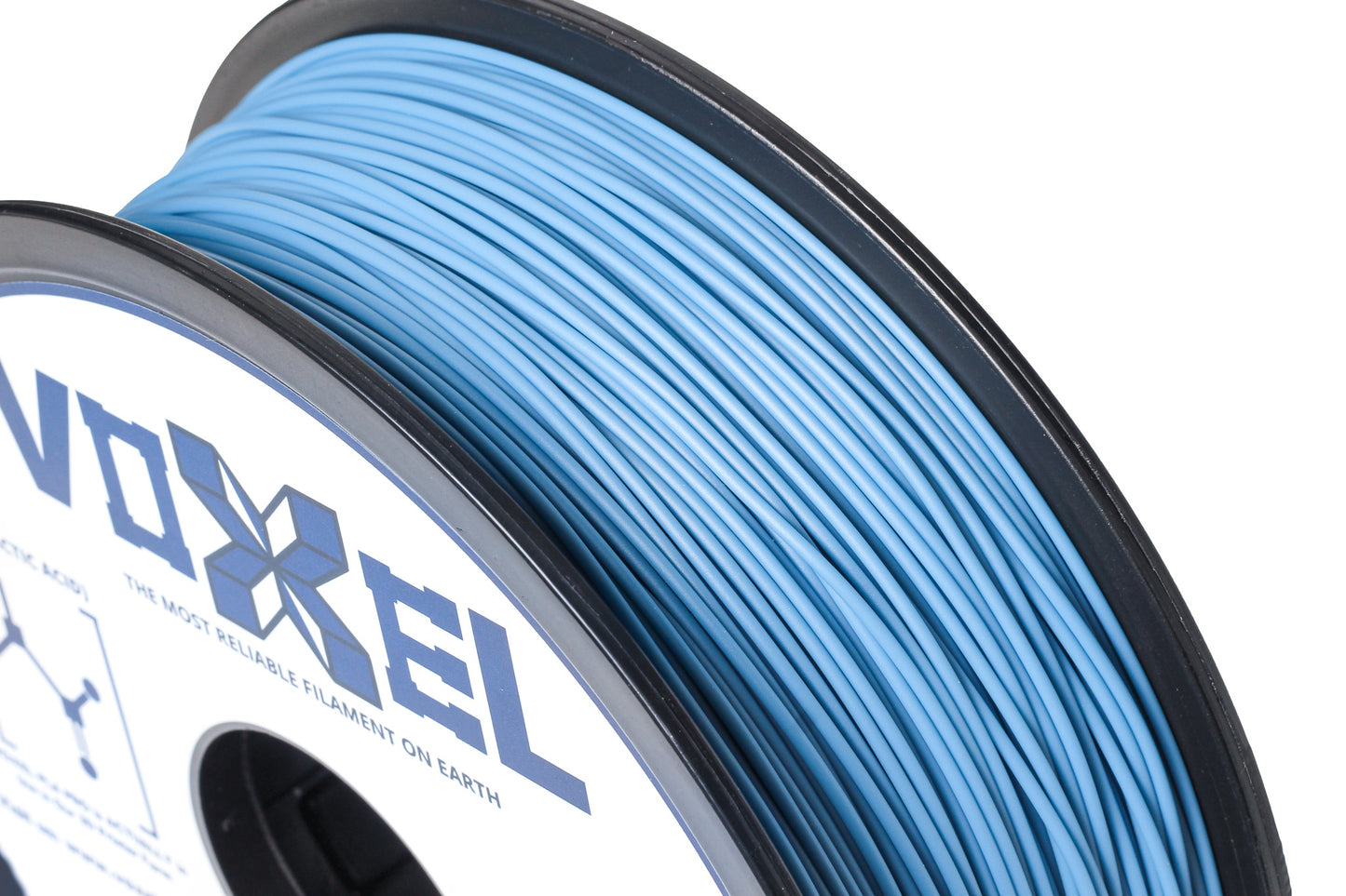 Spool of VOXEL PLA PRO 3d printer filament 1.75mm Gunmetal Blue filament on a white background for bambu lab, snapmaker, creality, prusa
