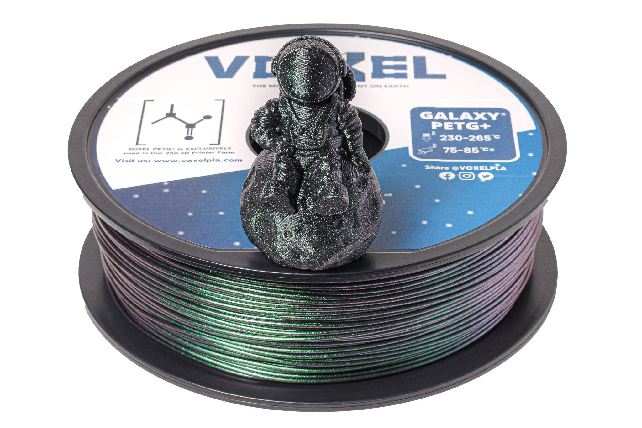 (PRE-ORDER) VOXEL GALAXY PETG+ HS (Pro) Aurora Green 1.75mm Filament (1kg) by VoxelPLA