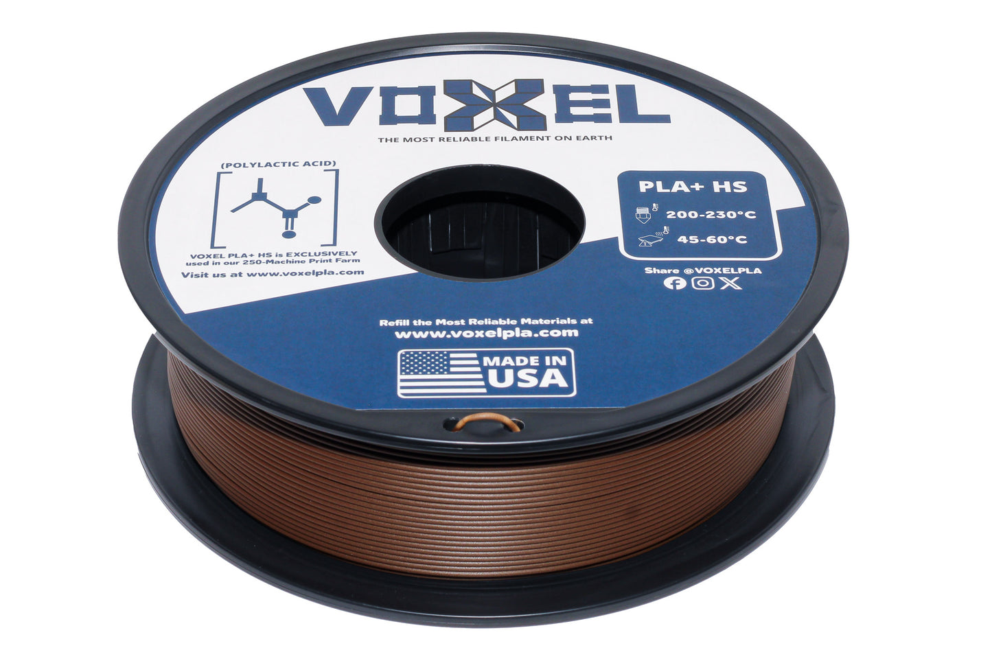 VOXELPLA PLA+ HS (Pro) Dark Brown 1.75mm Filament (1kg)