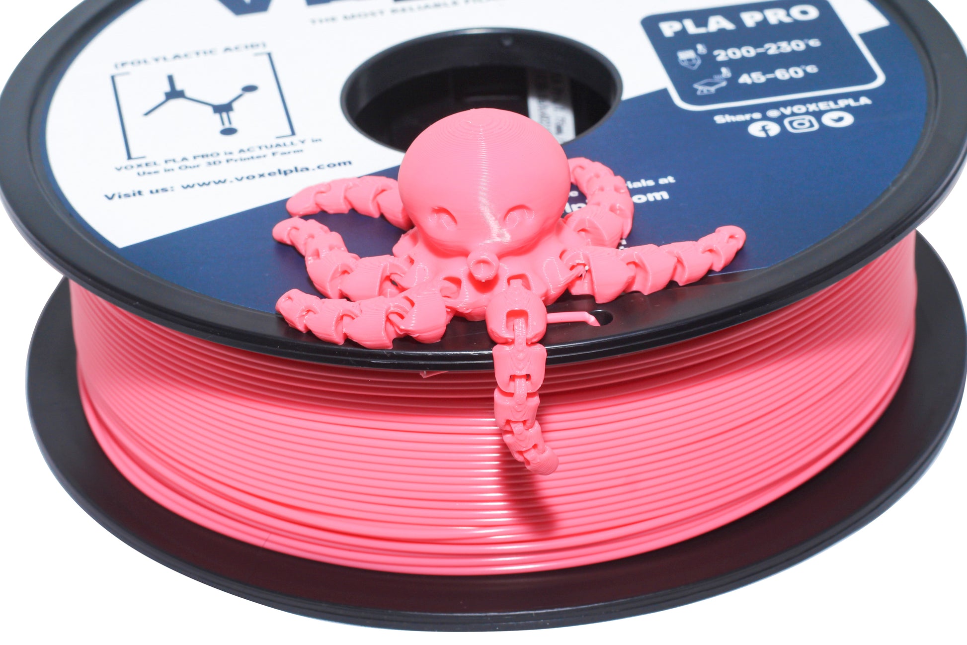 VOXELPLA PLA PLUS Pink 1.75mm for FDM 3d printer, Bambu Lab P1P, X1C, Creality, Anycubic 3D Printer