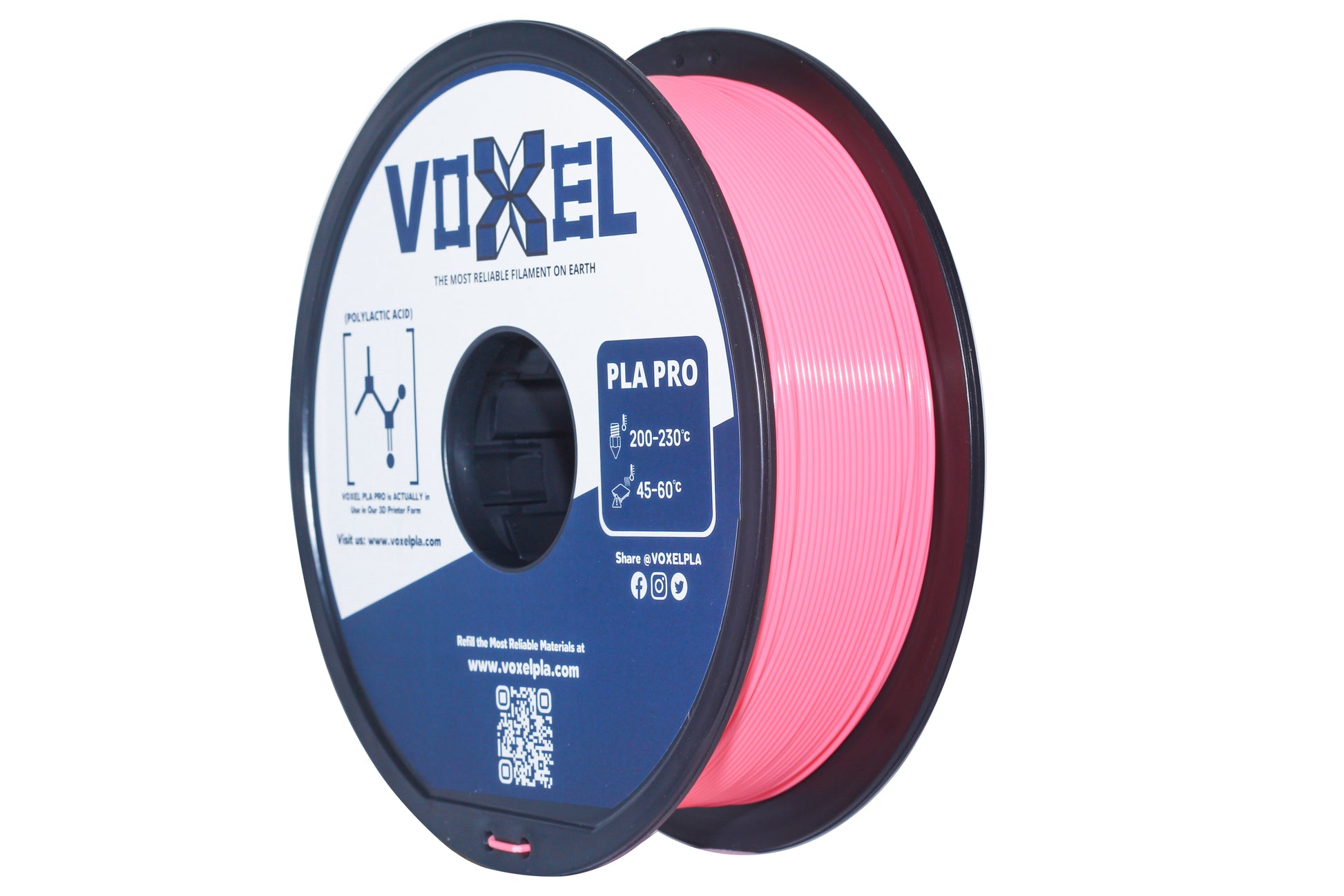VOXELPLA PLA PLUS Pink 1.75mm for FDM 3d printer, Bambu Lab P1P, X1C, Creality, Anycubic 3D Printer