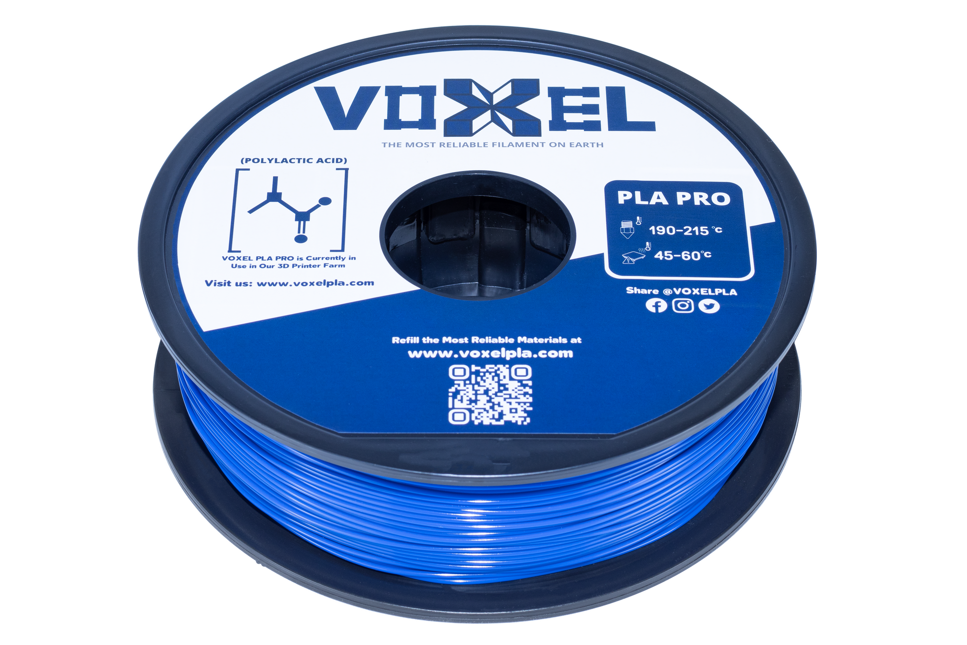 VOXELPLA PLA Plus Voxel Blue Filament - $16.99 1.75mm FDM 3D Printer