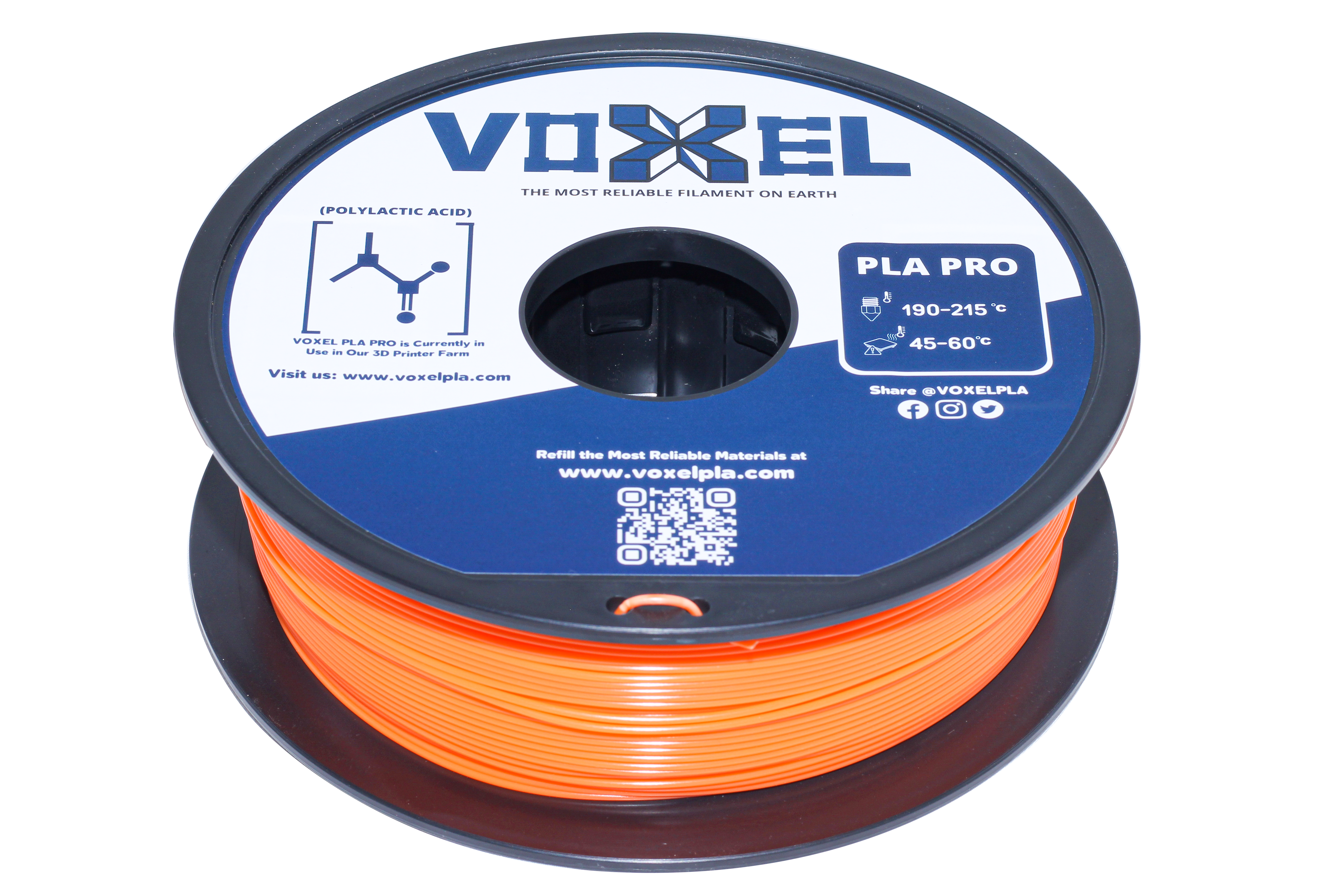 VOXELPLA PLA+ HS (Pro) Fire Orange 1.75mm Filament (1kg) by VoxelPLA