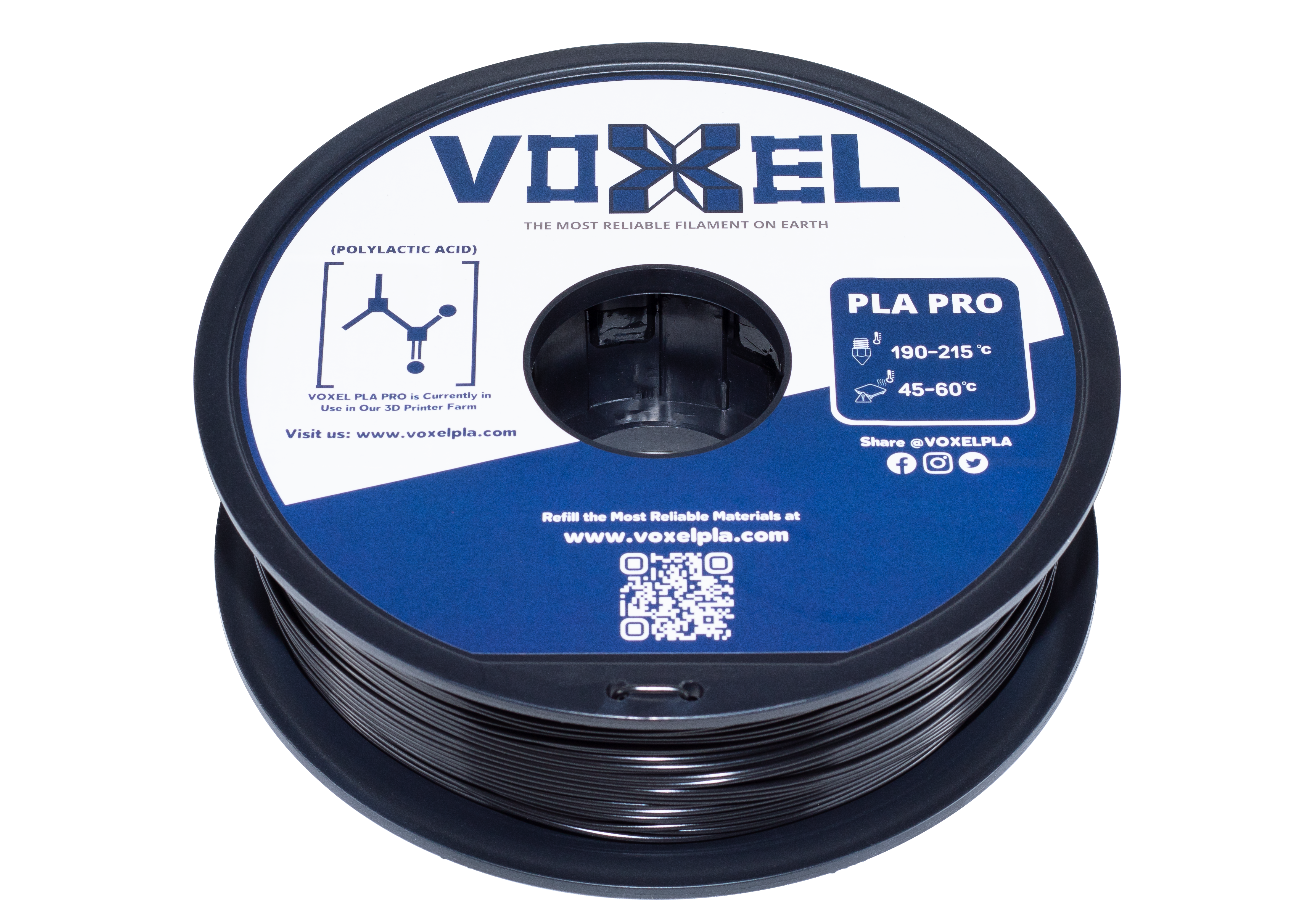 VOXELPLA PLA+ HS (Pro) Voxel Black 1.75mm Filament (1kg / 3kg) by VoxelPLA